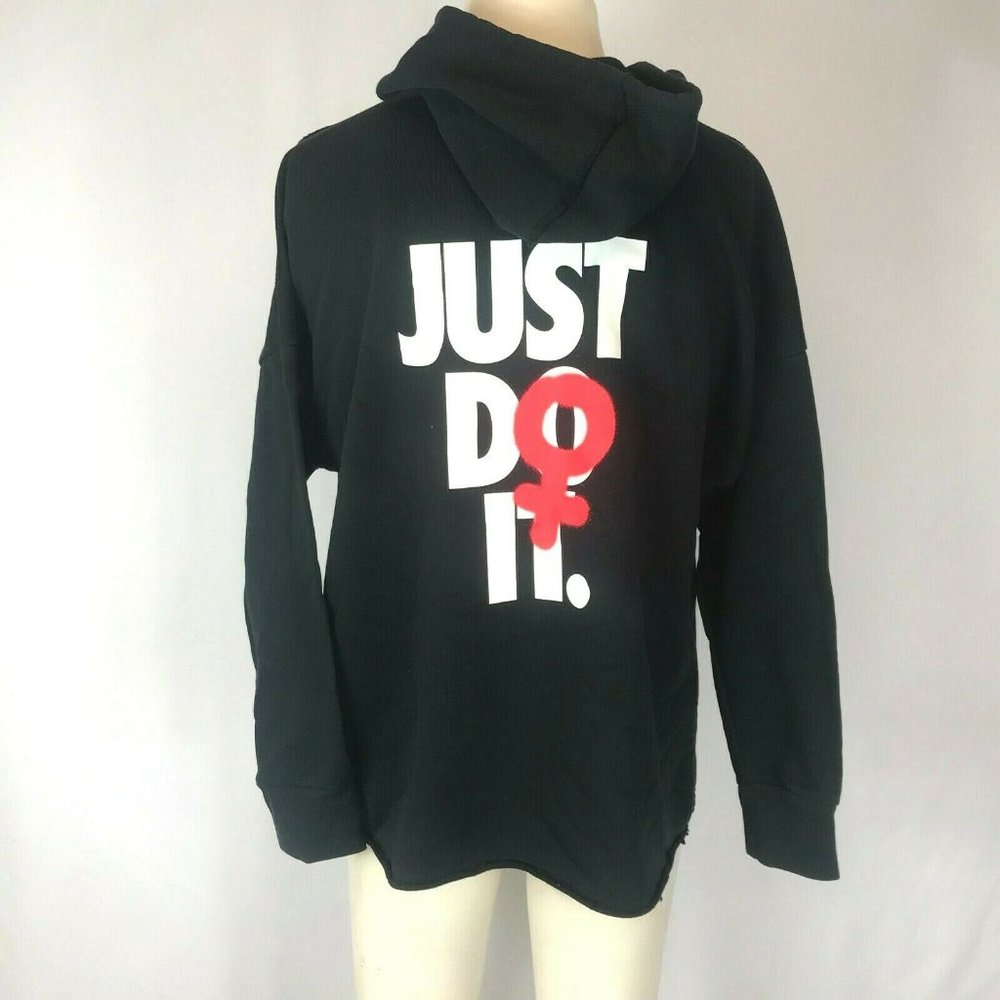 NIKE - WOMEN'S LARGE BLACK DRI FIT LONG SLEEVE FEMALE COLD SHOULDER  SWEATSHIRT